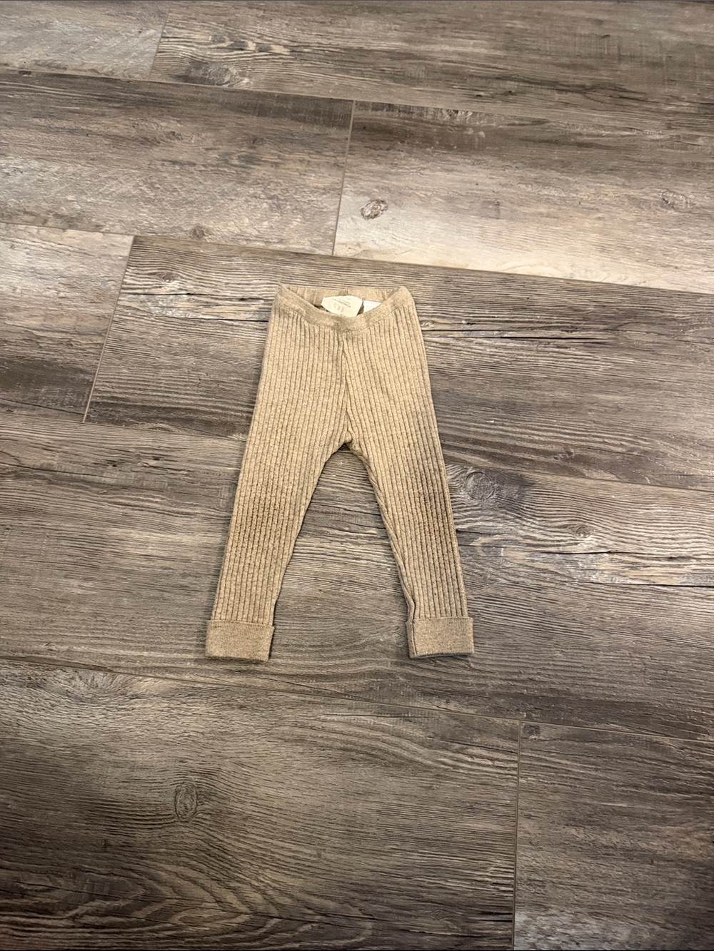 Zara Cozy Ribbed Knit Kids Leggings - Tan